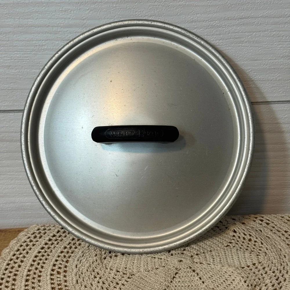 Wear-Ever Aluminum Replacement Pot Pan Lid Silver Black Handle Vintage Kitchen